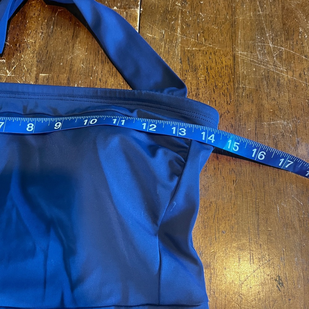Boden Navy Blue Santorini Halter One Piece Swimsuit Padded Ruched Womens US 6L - Picture 7 of 11